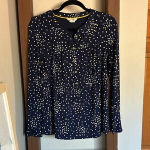 Boden Sinead Dotted V Neck Long Sleeve Top